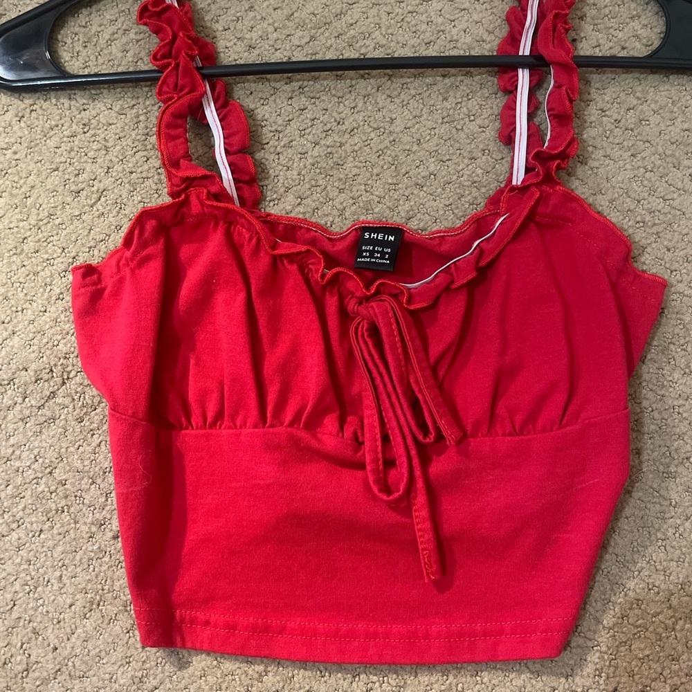 shein ruffle strap tank